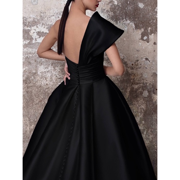 Pronovias NYC TOURMALINE Black Silk Gown Turmaline Spanish Ball Wedding Dress - Picture 7 of 13